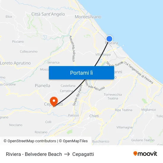 Riviera - Belvedere Beach to Cepagatti map