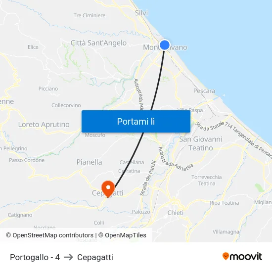 Portogallo - 4 to Cepagatti map