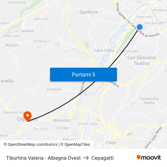 Tiburtina Valeria - Albegna Ovest to Cepagatti map