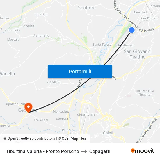 Tiburtina Valeria - Fronte Porsche to Cepagatti map