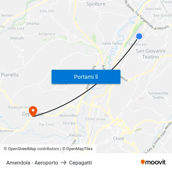 Amendola - Aeroporto to Cepagatti map