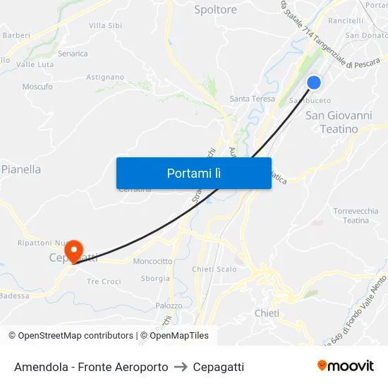 Amendola - Fronte Aeroporto to Cepagatti map