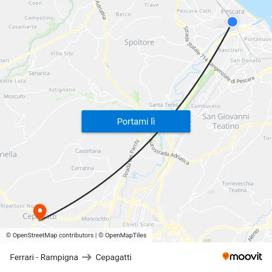 Ferrari - Rampigna to Cepagatti map
