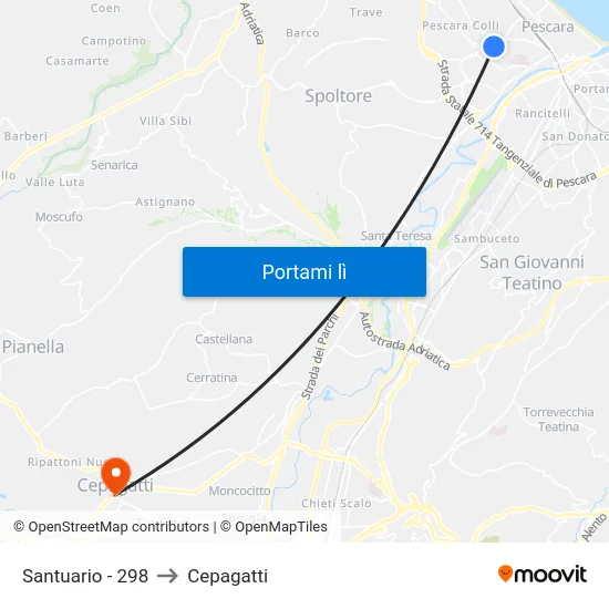 Santuario - 298 to Cepagatti map