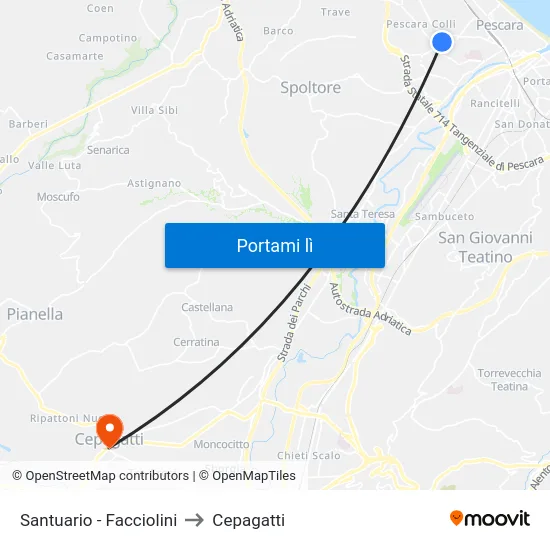 Santuario - Facciolini to Cepagatti map