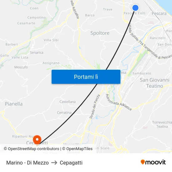 Marino - Di Mezzo to Cepagatti map