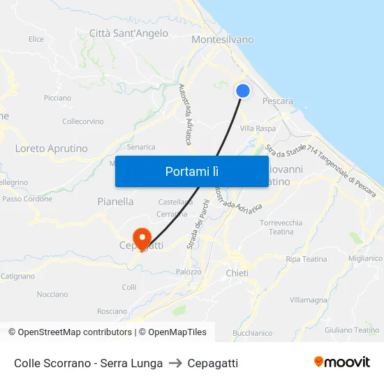 Colle Scorrano - Serra Lunga to Cepagatti map