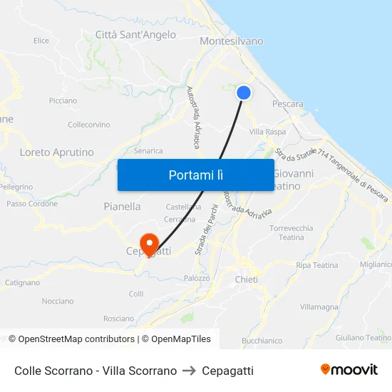 Colle Scorrano - Villa Scorrano to Cepagatti map