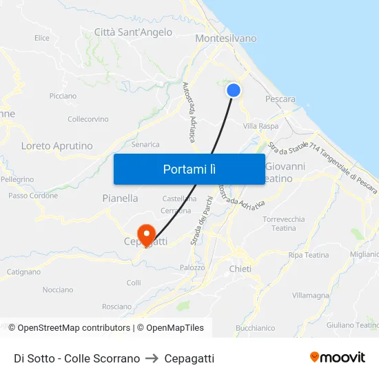 Di Sotto - Colle Scorrano to Cepagatti map