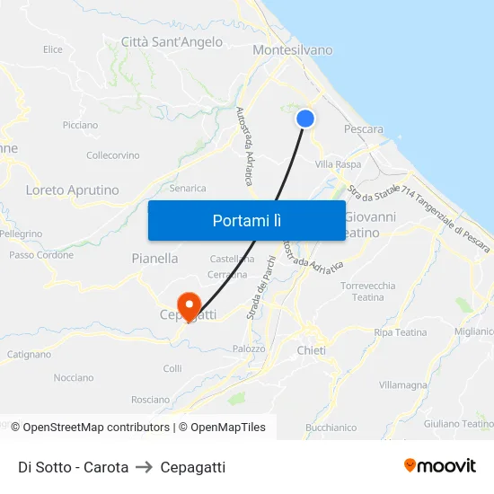 Di Sotto - Carota to Cepagatti map