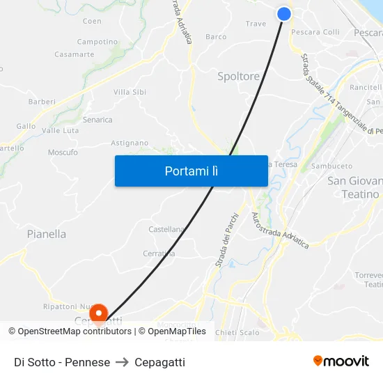 Di Sotto - Pennese to Cepagatti map