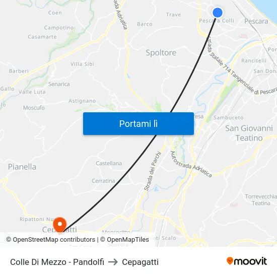 Colle Di Mezzo - Pandolfi to Cepagatti map
