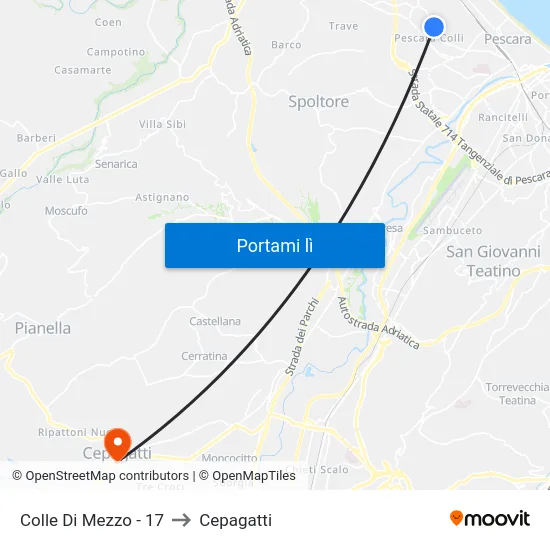 Colle Di Mezzo - 17 to Cepagatti map