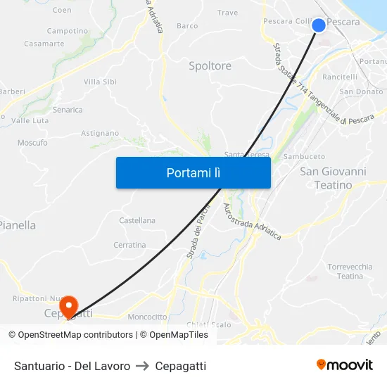 Santuario - Del Lavoro to Cepagatti map