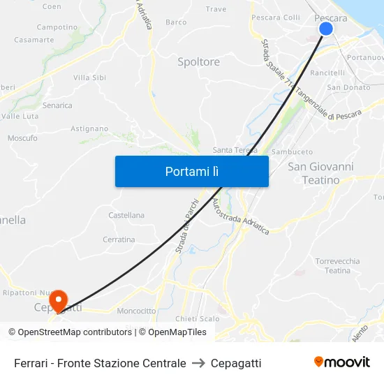 Ferrari - Fronte Stazione Centrale to Cepagatti map