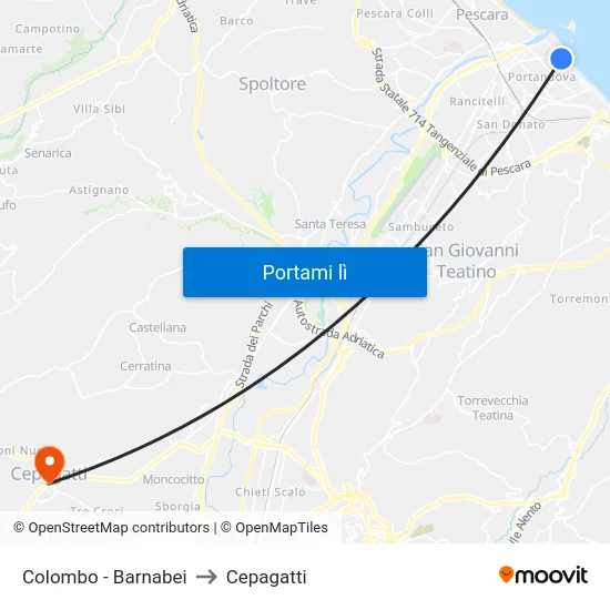 Colombo - Barnabei to Cepagatti map