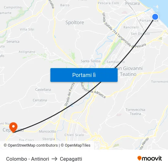 Colombo - Antinori to Cepagatti map