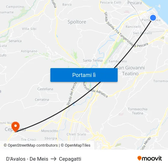 D'Avalos - De Meis to Cepagatti map