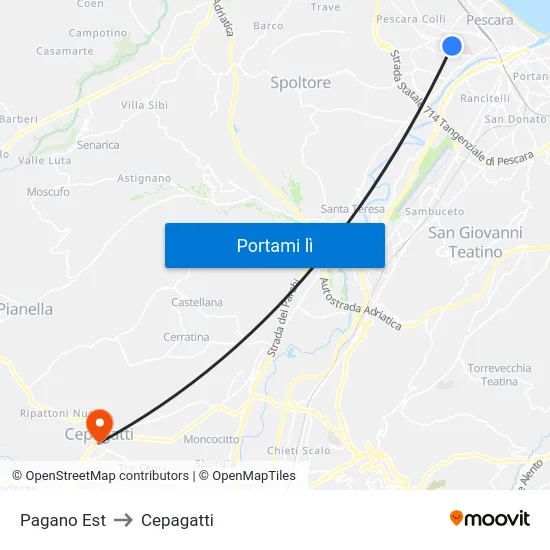 Pagano Est to Cepagatti map