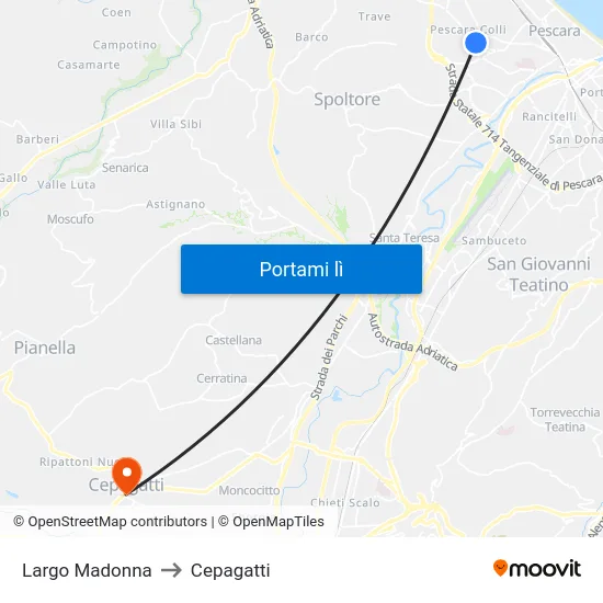 Largo Madonna to Cepagatti map