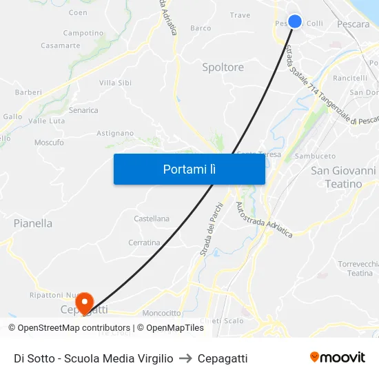 Di Sotto - Scuola Media Virgilio to Cepagatti map