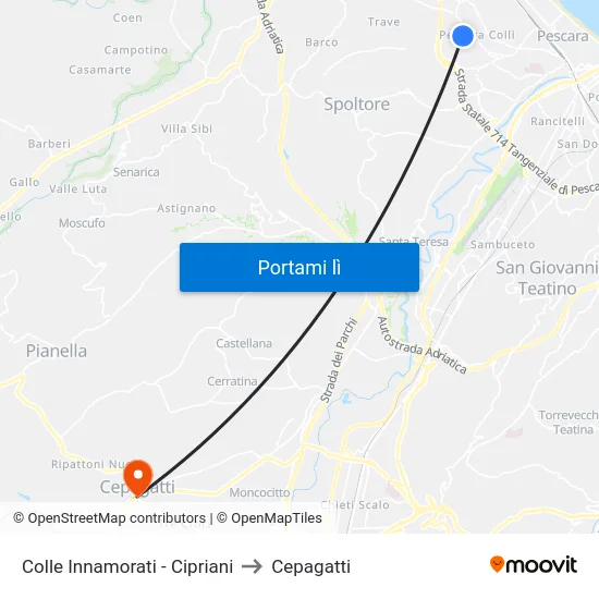 Colle Innamorati - Cipriani to Cepagatti map