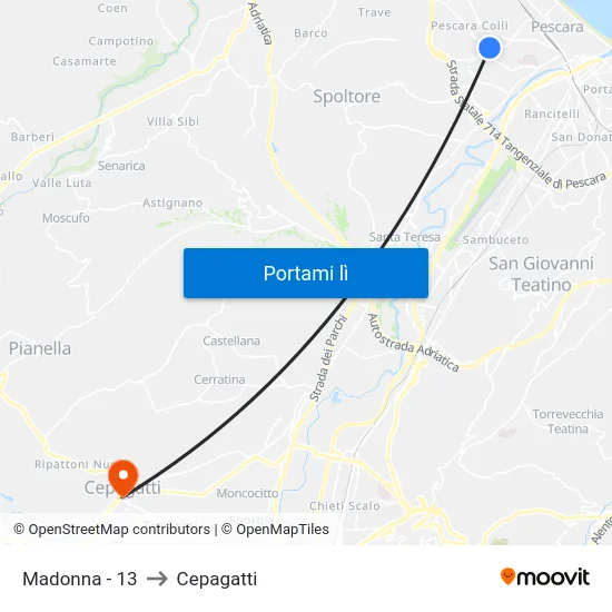 Madonna - 13 to Cepagatti map