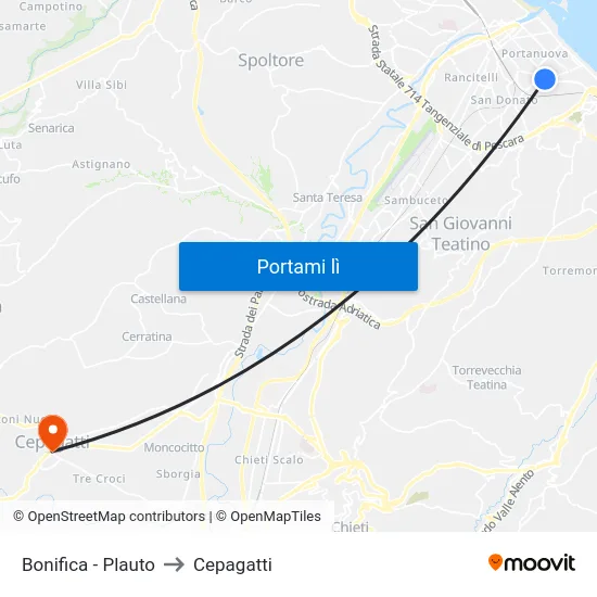 Bonifica - Plauto to Cepagatti map