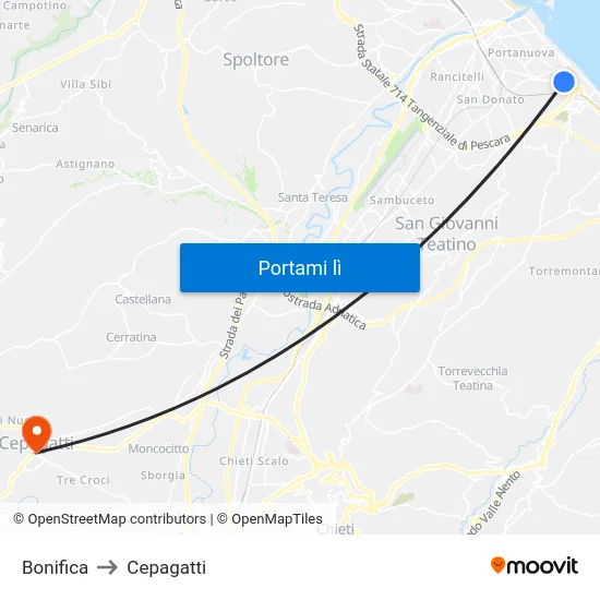 Bonifica to Cepagatti map