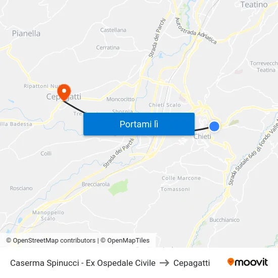 Caserma Spinucci - Ex Ospedale Civile to Cepagatti map