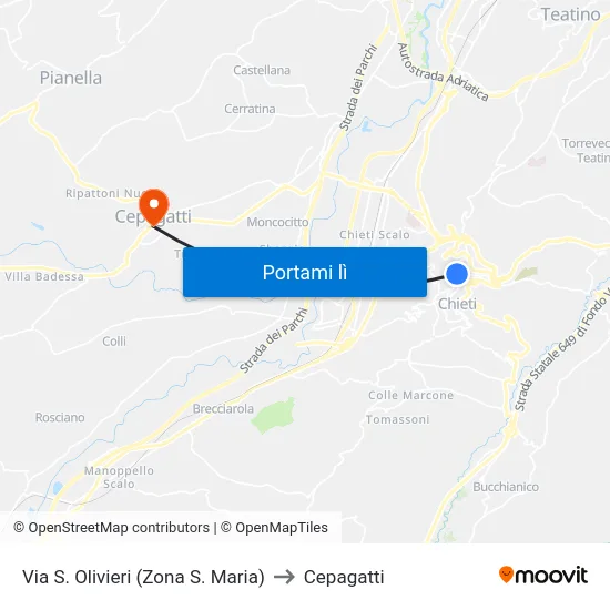 Via S. Olivieri (Zona S. Maria) to Cepagatti map