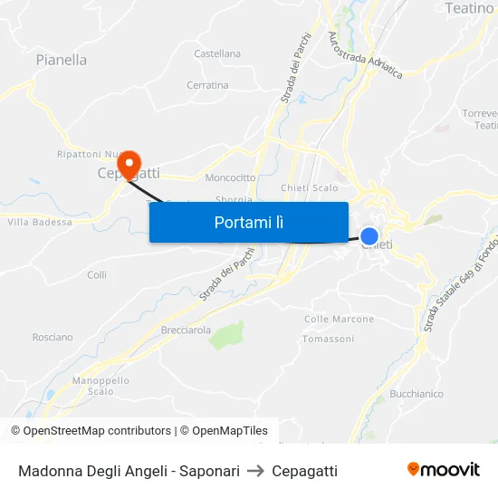 Madonna Degli Angeli - Saponari to Cepagatti map