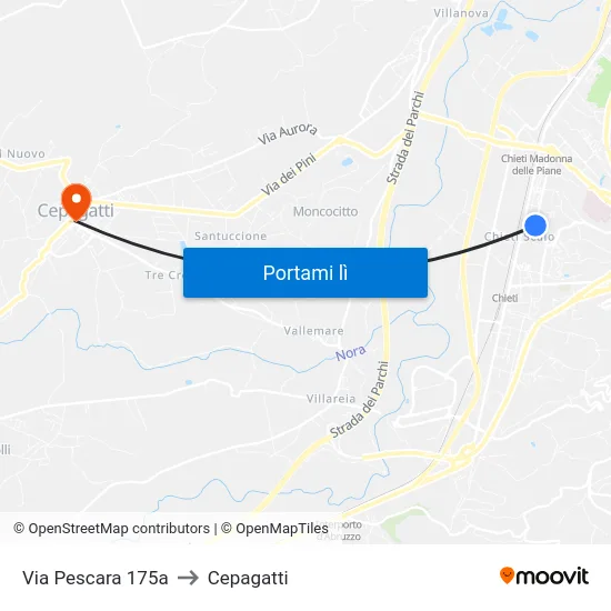 Via Pescara - 179 to Cepagatti map