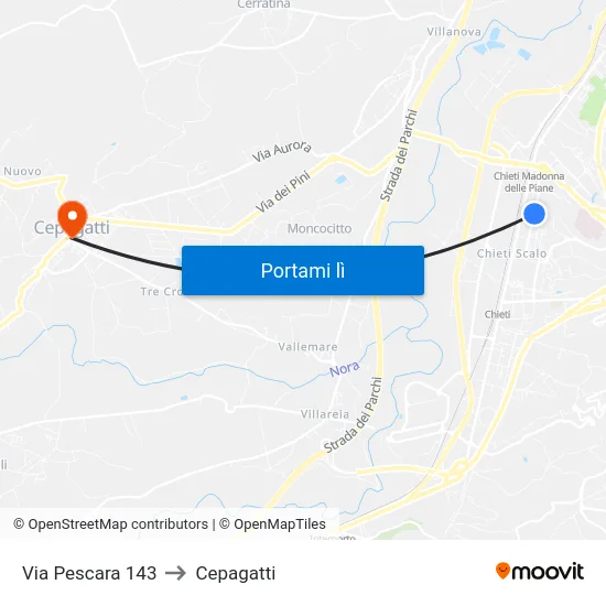Via Pescara 143 to Cepagatti map
