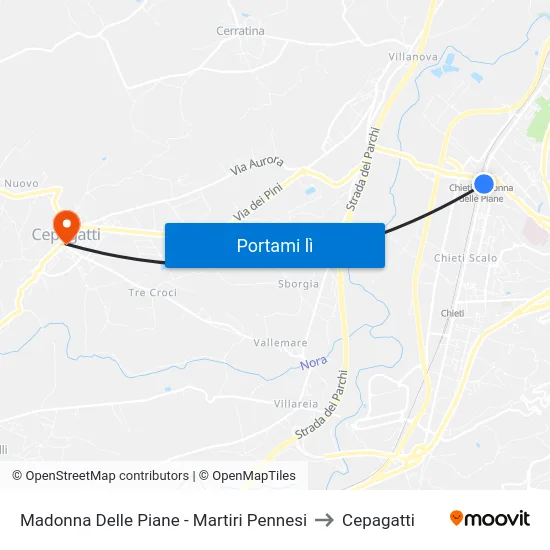 Madonna Delle Piane - Martiri Pennesi to Cepagatti map