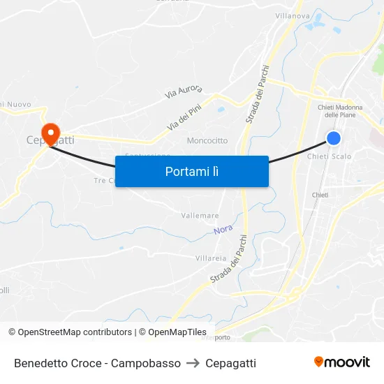 Benedetto Croce - Campobasso to Cepagatti map