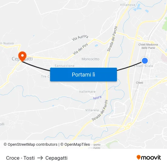 Croce - Tosti to Cepagatti map