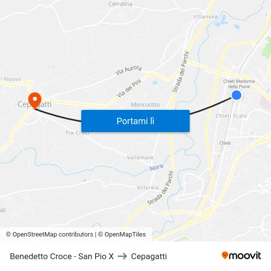 Benedetto Croce - San Pio X to Cepagatti map