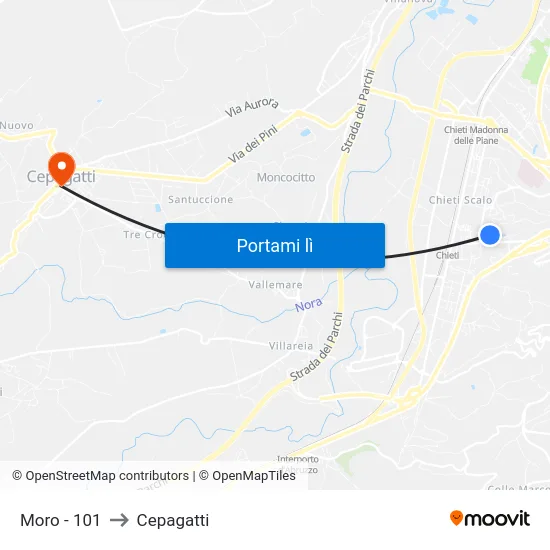 Moro - 101 to Cepagatti map