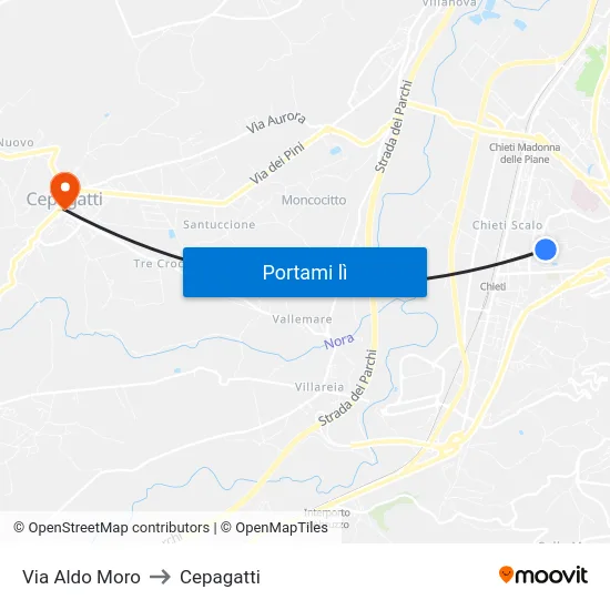 Via Aldo Moro to Cepagatti map