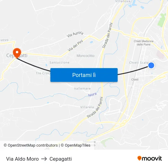 Via Aldo Moro to Cepagatti map