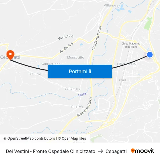 Dei Vestini - Fronte Ospedale Clinicizzato to Cepagatti map