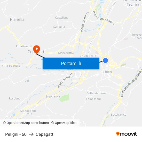 Peligni - 60 to Cepagatti map