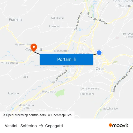 Vestini - Solferino to Cepagatti map