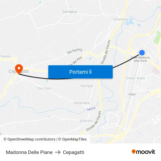 Madonna Delle Piane to Cepagatti map