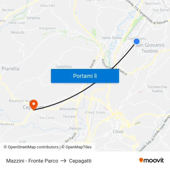 Mazzini - Fronte Parco to Cepagatti map