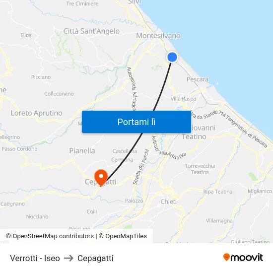 Verrotti - Iseo to Cepagatti map