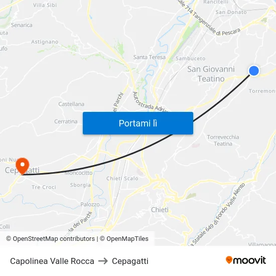 Capolinea Valle Rocca to Cepagatti map