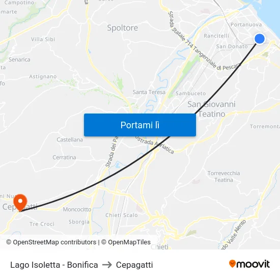 Lago Isoletta - Bonifica to Cepagatti map