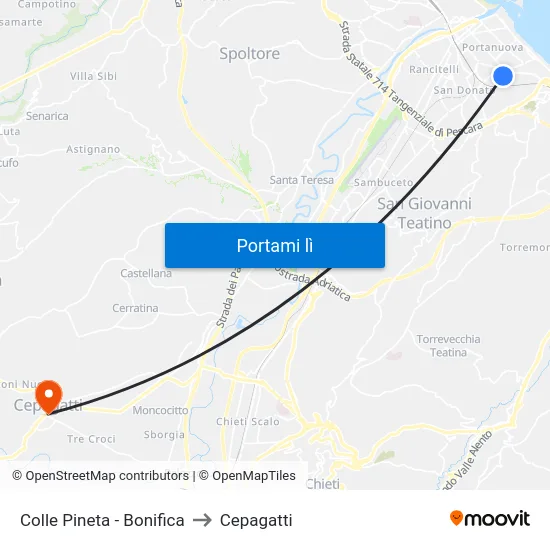 Colle Pineta - Bonifica to Cepagatti map